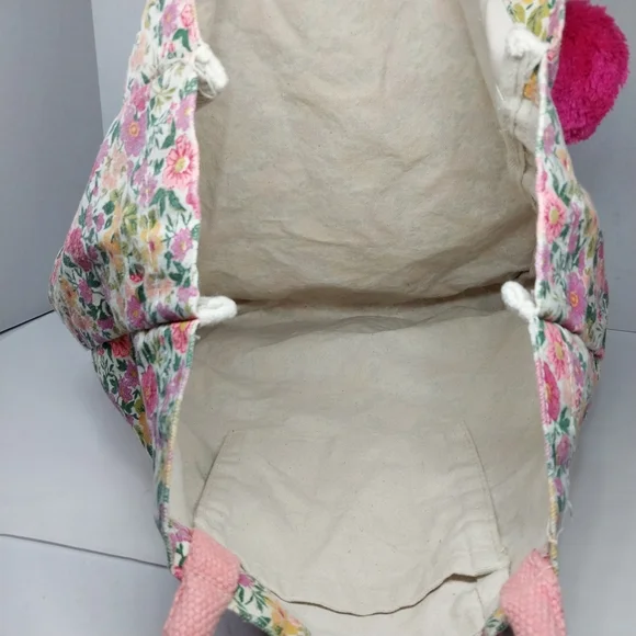 Eccolo Women's Bight Pink Floral Canvas Medium Size Reusable Tote Bag - Picture 2 of 10